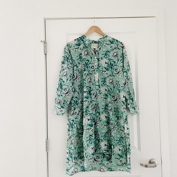 Dilli Grey Mint Winter Jasmine Girlfriend Night Shirt Dress Organic Cotton - Picture 1 of 10